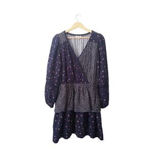 American Eagle Floral Print Wrap Front Tiered Mini Dress Size XL